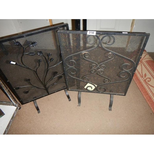 316 - 2 iron fire screens