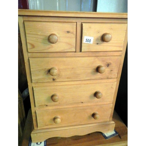 500 - A 2 over 3 pine chest of drawers