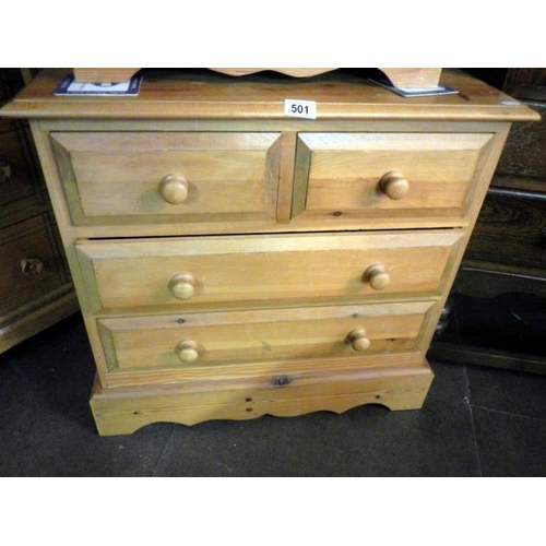 501 - A 2 over 2 pine chest of drawers