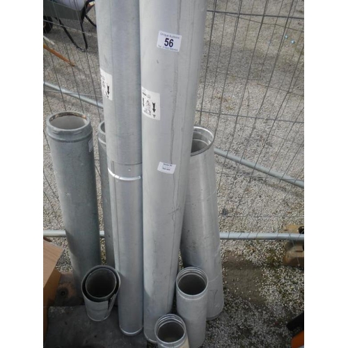 56 - A quantity of galvanised ducting and lead pipe flashing