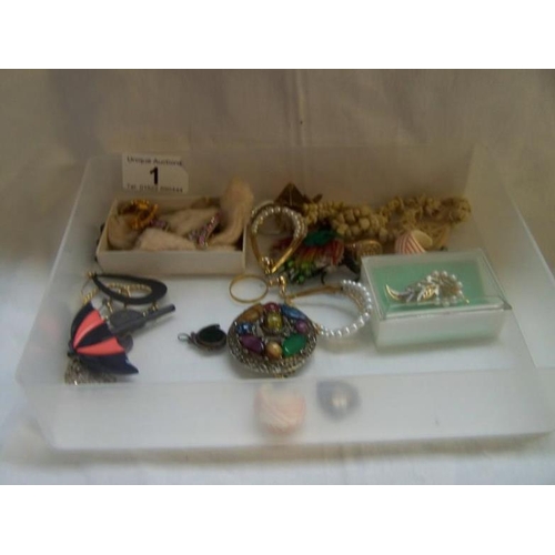 1 - Tray of costume jewellery