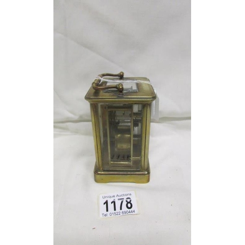 1178 - A brass carriage clock