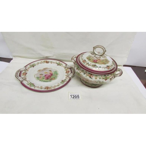 1205 - A Victorian sauce tureen with cover and stand