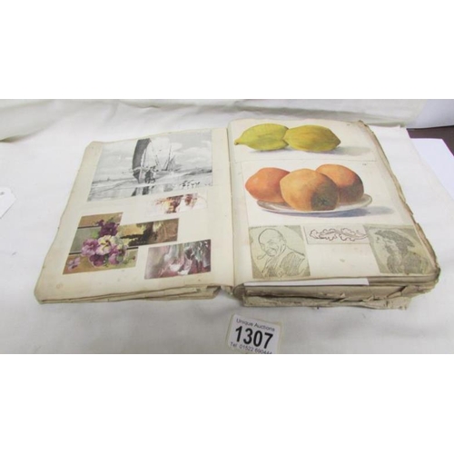 1307 - A late 19th / early 20th century scrap book with scraps