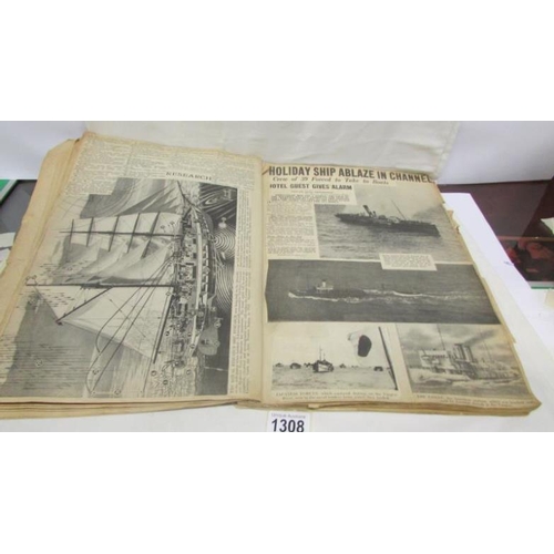 1308 - A 1930's scrap book containing cuttings related to naval/maritime affairs and shipping disasters