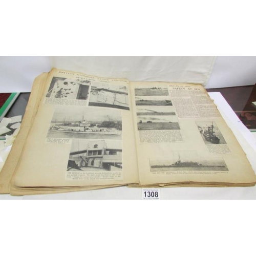 1308 - A 1930's scrap book containing cuttings related to naval/maritime affairs and shipping disasters