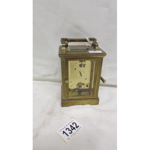 1342 - A Mappin and Webb brass carriage clock