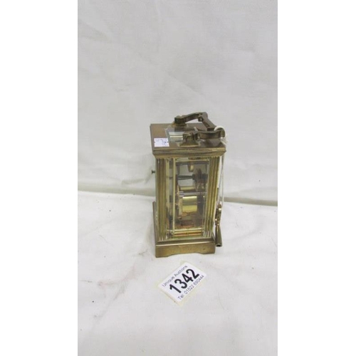 1342 - A Mappin and Webb brass carriage clock