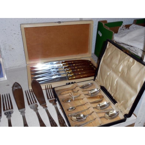 184 - Large quantity of cutlery inc. cased sets