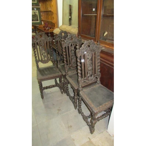 1859 - 4 carved oak chairs