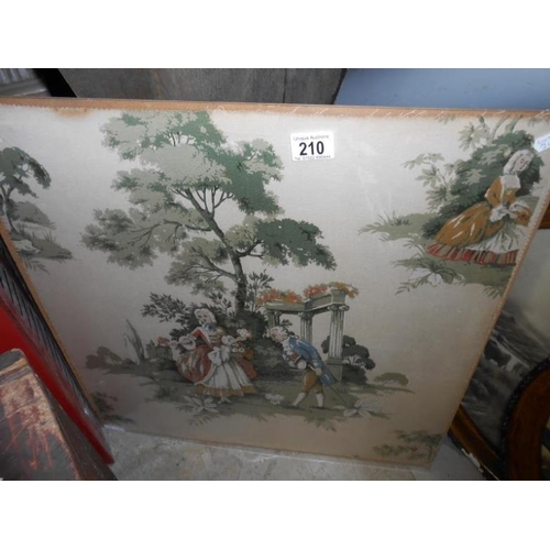 210 - 5 pictures inc. silk tapestry, engravings etc.