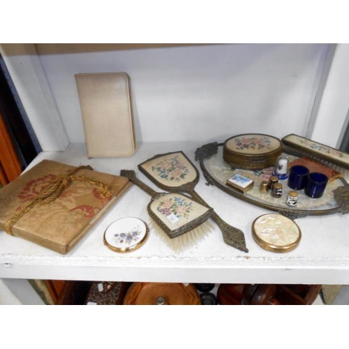 221 - Collection of dressing table ware inc. vanity case, jewellery box, compacts, dressing table set etc.... 