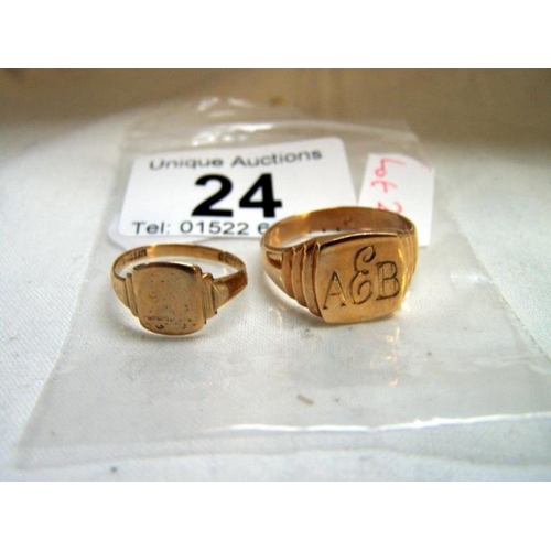 24 - 2 9ct gold rings 7g