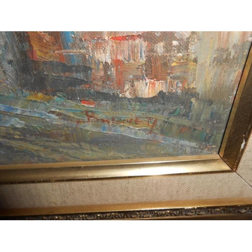 275 - An oil painting of Paris with the Eiffel tower in the background signed Burnet