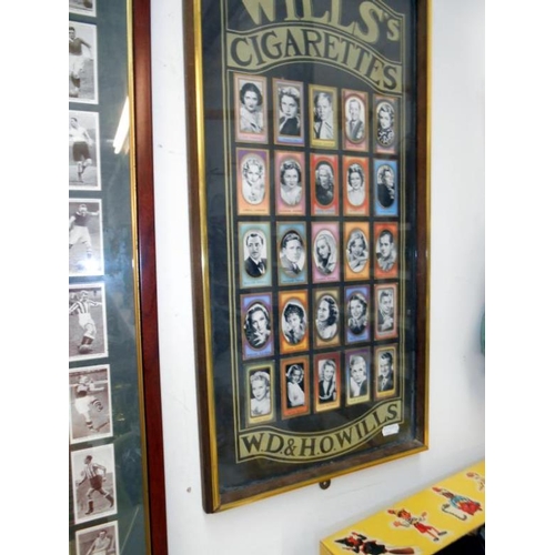 300 - 4 framed and glazed sets of cigarette cards (inc. repro) consisting of boxing, football and actors