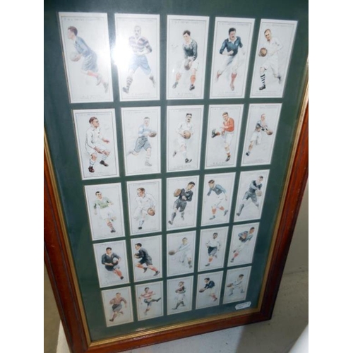 300 - 4 framed and glazed sets of cigarette cards (inc. repro) consisting of boxing, football and actors