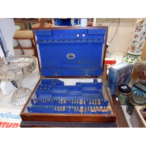 347 - A good quality mahogany cutlery box and 3 other cutlery boxes