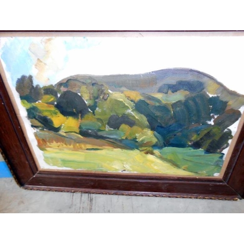 351 - Oil on board of a landscape circa 1950/60's and an oil on board of a tree lined path by Ernest B Per... 