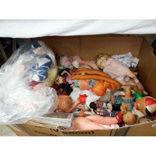 402 - 2 large boxes of old dolls and clothes