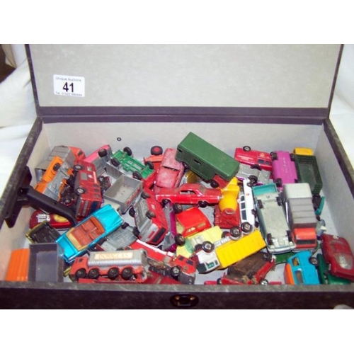 41 - Box of playworn Lesney, Matchbox & Corgi Juniors diecast cars