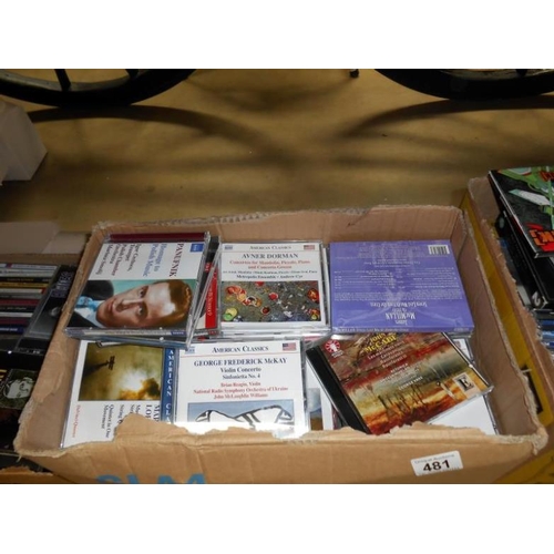 481 - 3 boxes containing over 300 cds on various genres of music from 1930s to present