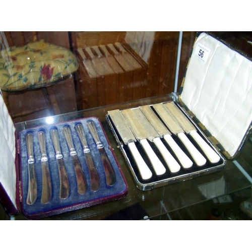 56 - Quantity of silver plated and silver handled knives