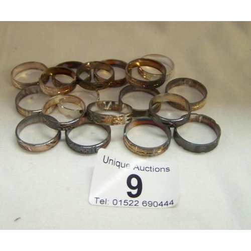 9 - 18 silver rings stamped 925