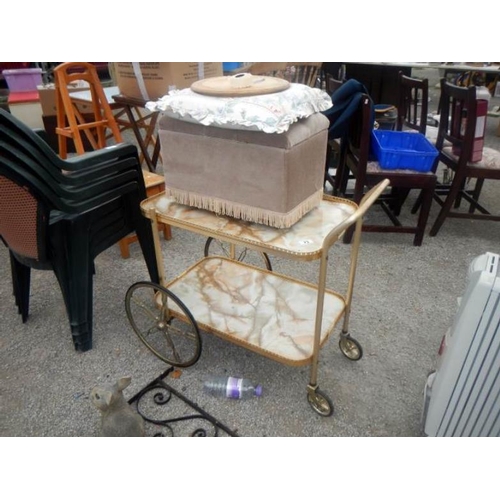 73 - A tea trolley, small box etc