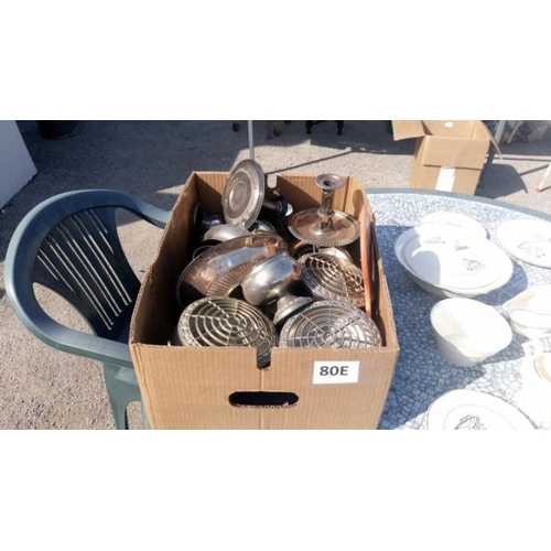 80E - A box of silver plated items