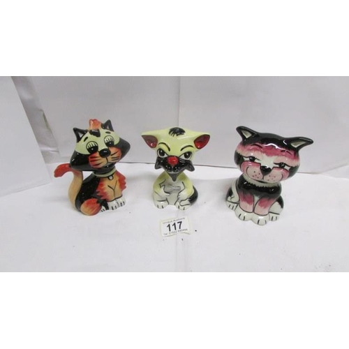 117 - 3 Lorna Bailey cat figures