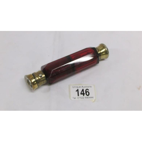 146 - A Victorian double ended ruby glass scent bottle