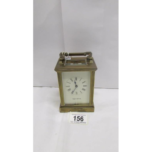 156 - A Mappin & Webb brass carriage clock