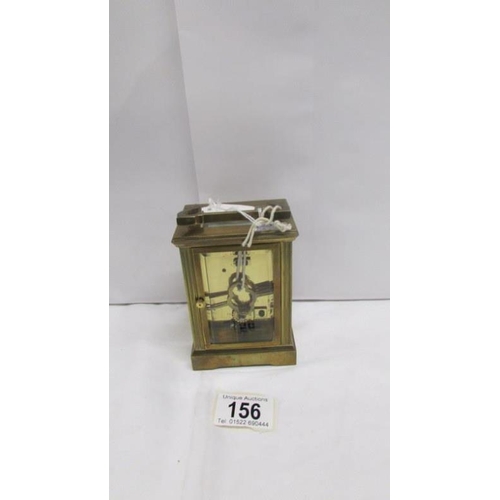 156 - A Mappin & Webb brass carriage clock