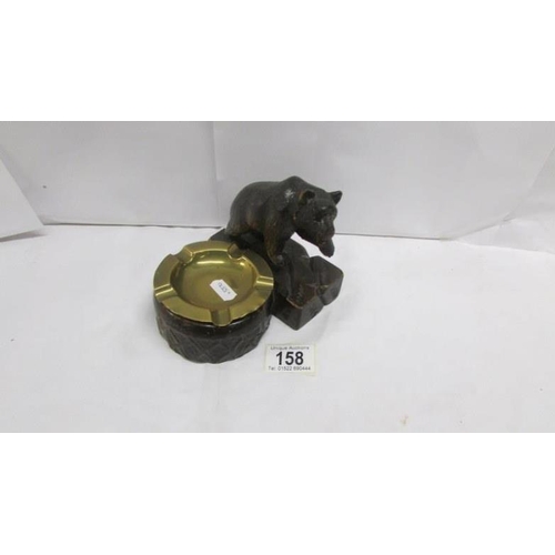 158 - A Black Forest carved bear ashtray