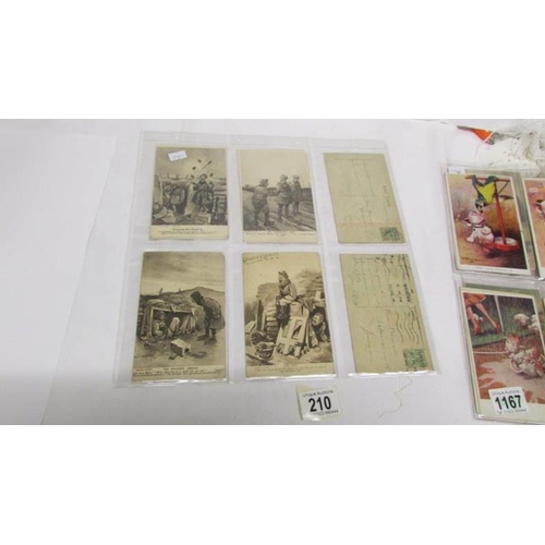 210 - A collection of early 20th century postcards including WW1, Bonzo, ladies etc