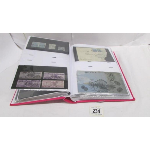 234 - An album of 19th century Victoria British and Empire stamps including postal stamps, fiscals, entire... 