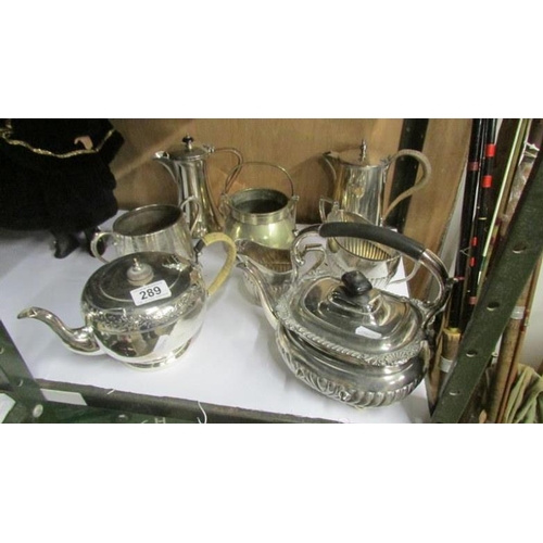 289 - 8 items of silver plate tea and coffee ware