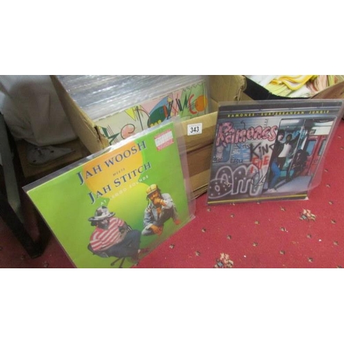 343 - A box of approximately 70 Punk, Rock, Ska and Reggae (originals) LP records including Ramones The Da... 