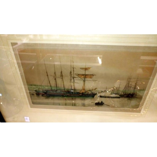 504 - A pair of framed & glazed marine etchings signed Henry G Walker