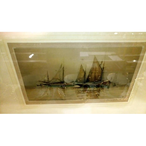 504 - A pair of framed & glazed marine etchings signed Henry G Walker