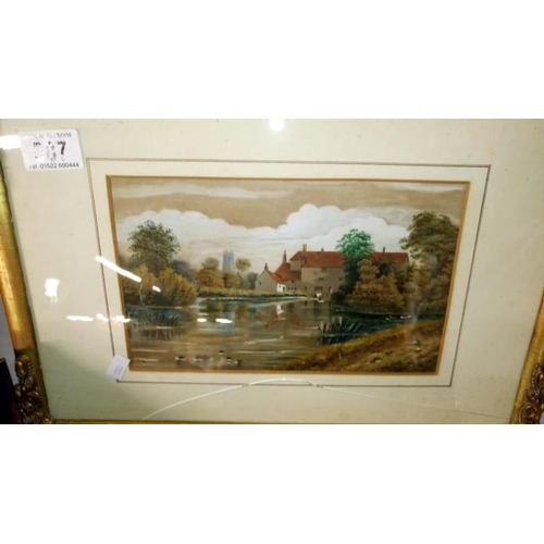 507 - 2 framed & glazed water colours (1 glass A/F)