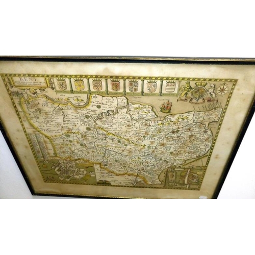 588 - 2 coulored antique maps of Kent & Paris