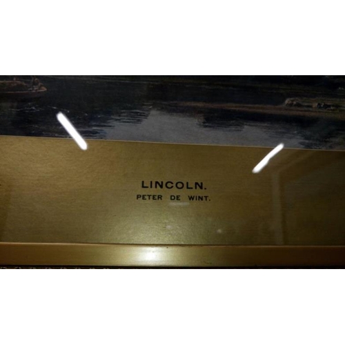 595 - A framed & glazed print entitled Lincoln, Peter De Wint