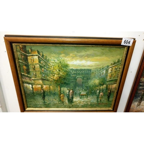 604 - 2 oil paintings of Paris signed Burnett