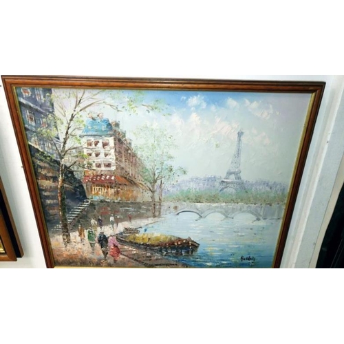 604 - 2 oil paintings of Paris signed Burnett