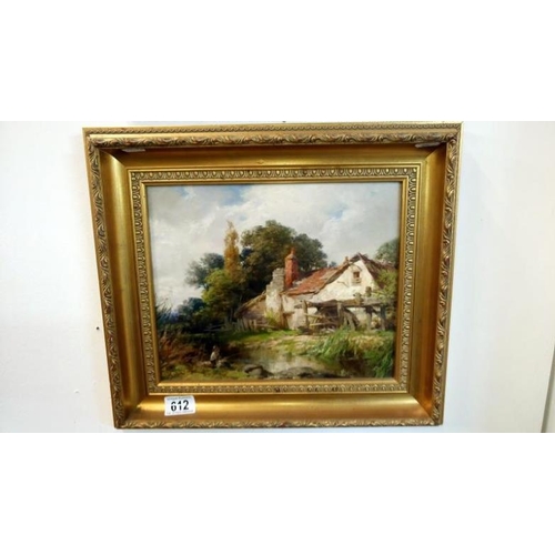 612 - An oil on board 'watermill & river', John Richard Townsend