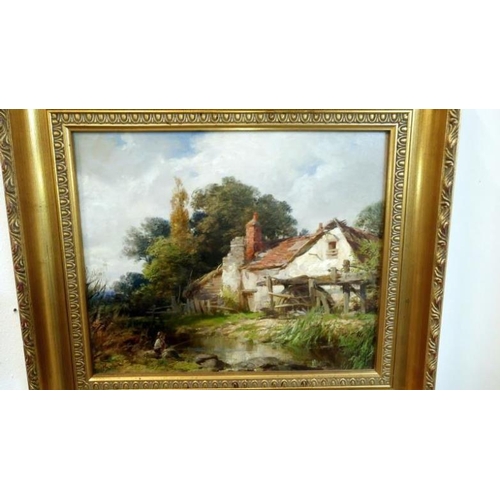 612 - An oil on board 'watermill & river', John Richard Townsend