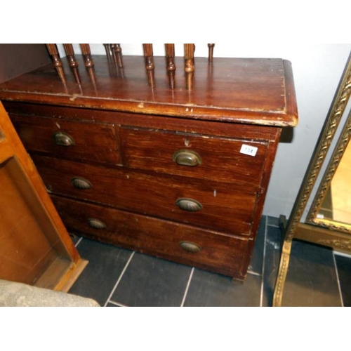 734 - A stained 3 drawer chest