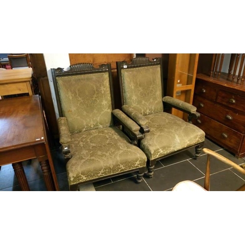 736 - A pair of Edwardian arm chairs