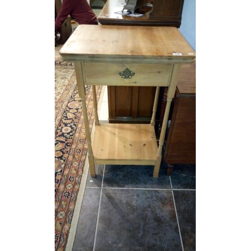 739 - A tall pine table with drawer